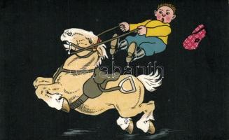 Ló, lovas fiú, humor, Horse rider boy, humour