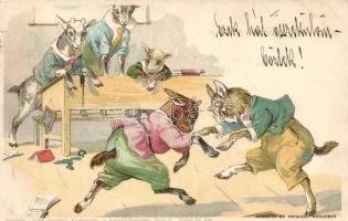 1899 Goat fight litho