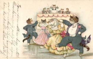 1899 Cats ball litho