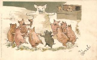 Pigs, ´snowpig´ humour litho (Rb)