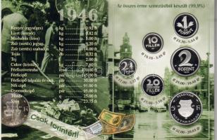 1946 2f,10f,20f,1Ft,2Ft,5Ft ezüst utánveretek T:PP! Csak 2000db létezhet RRR!!! Eredeti díszcsomagolásban, borítékban