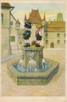 Piss fountain, humour