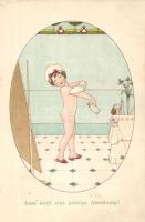 Girl in the bathroom, M. Munk litho