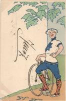 1899 Bycicle gigerl Litho Kanitz és fiai