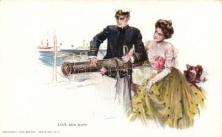 'Love and Duty' 'Newburgh Pub.' US navy officer, artist signed