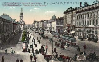 St Petersbourg Nevsky boulevard with trams