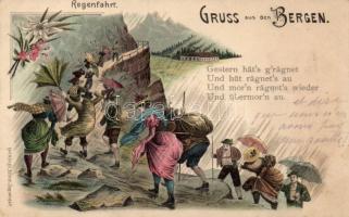 1898 Swiss Alps, humour litho