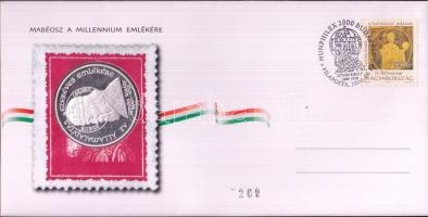 2000. MABÉOSZ sorszámozott érmés boríték "Az Államalapítás ezeréves emlékére / Szt. István" ezüstözött Br éremmel T:PP csak 1000db!