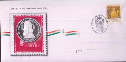 2000. MABÉOSZ sorszámozott érmés boríték "Az Államalapítás ezeréves emlékére / Szt. István" ezüstözött Br éremmel T:PP csak 1000db!