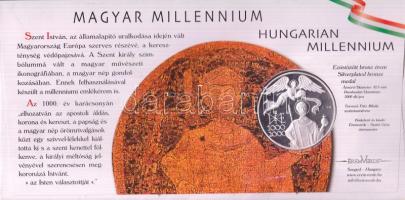 2000. "Magyar Millenium" sorszámozott első napi érmés boríték ezüstözött Br éremmel T:PP c...
