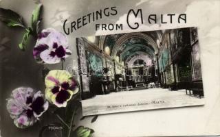 Malta St John Cathedral interior, flowers