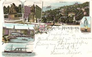 1899 Hamburg with fisherman Litho