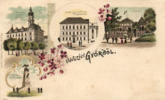 1899 Győr kioszkkal és katonai emlékművel Litho