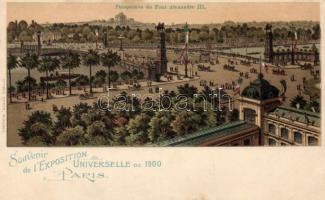 Paris Expo 1900 Alexander III bridge litho