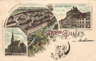 1899 Plzen with brewery litho