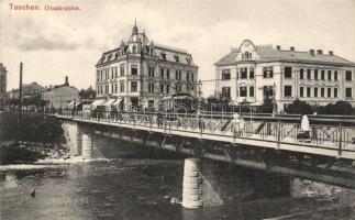 Cieszyn (Teschen) Olsa bridge with tram
