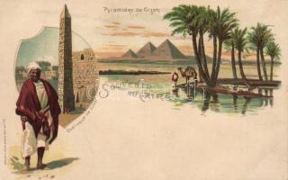 Cairo pyramids litho