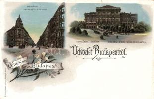 Budapest, Akadémia és Andrássy út Litho (EK)