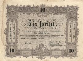 1848. 10Ft "Kossuth bankó" T:III