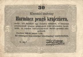1849. 15Kr + 30Kr "Kincstári utalvány" T:III