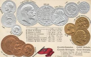 Great Britain coins embossed litho