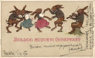 Easter bunny dance litho s: C. Horn