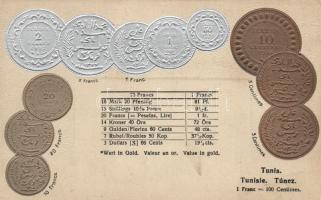 Tunis coins embossed litho