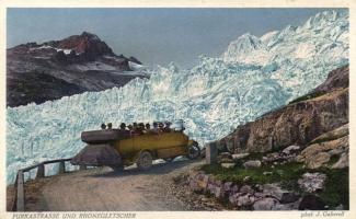 Rhone glacier with Furka post cart