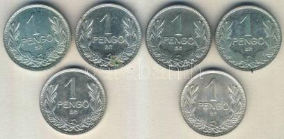 1926-1939. 1P Ag (6x) a teljes sorozat!! (1939-ből 2db) T:2+