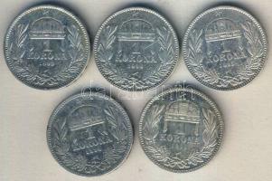 1893-1915. 1K Ag (5x) klf évszámokkal! T:2,3