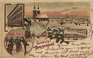 Pancsova with military hospital litho (Rb)