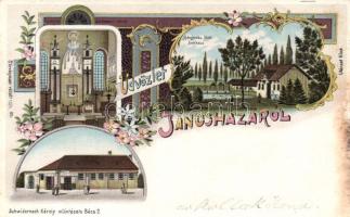 1899 Jánosháza zsinagóga belsővel, litho (EK)