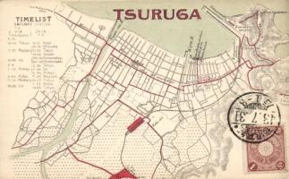 Tsuruga map with train timetable
