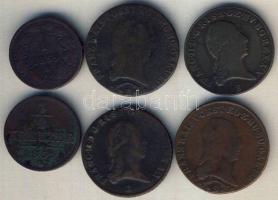 Ausztria/magyar verdejel 1851B 1/2Kr + 1859B 1Kr + 1800B-1800S 1Kr (2x) 1812B-1812S 1Kr T:2-,3