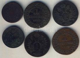 Ausztria/magyar verdejel 1851B 1/2Kr + 1859B 1Kr + 1800B-1800S 1Kr (2x) 1812B-1812S 1Kr T:2-,3