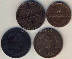 Ausztria/magyar verdejel 1851B 1Kr + 2Kr + 1861B-1864B. 4Kr T:2,3