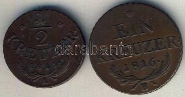 Ausztria/magyar verdejel 1816A 1/2Kr + 1816B 1Kr T:2,2-