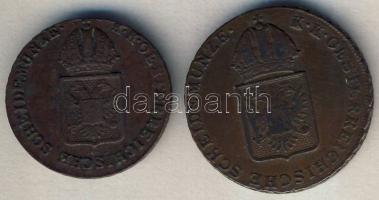 Ausztria/magyar verdejel 1816A 1/2Kr + 1816B 1Kr T:2,2-