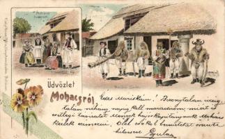 1899 Mohács sokácok és busók litho