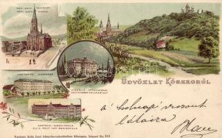 1898 Kőszeg laktanyával, katonai alreáliskolával és vízgyógyintézettel litho