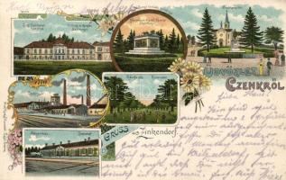 Cenk with sugar factory and railway station litho