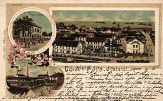 Lajtaújfalu with textile factory litho