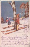 Ski humour, artist signed