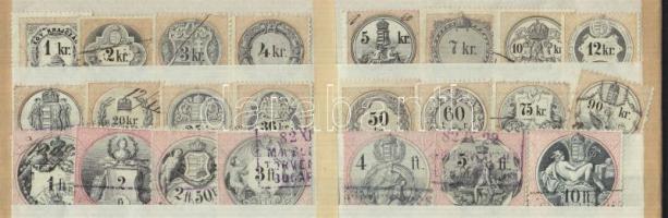 1881 Az okmánybélyeg sor 23 db klf értéke