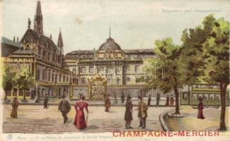 Paris Palace of Justice hold to light litho
