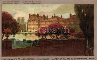 Paris, Jardin et Palais du Luxembourg / palace and garden, La Cardinale Grande Liqueur advertisement, hold to light litho