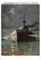 French State Railway, ocean liner artist signed