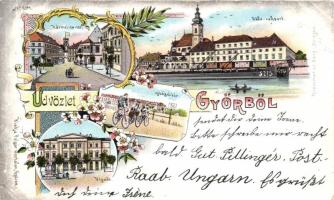 1898 Győr biciklisekkel Litho (Rb)