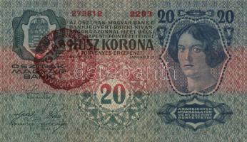 1913. 20K (2x) "Magyarország" és "Deutschösterreich" felülnyomással T:II