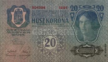1913. 20K (2x) "Magyarország" és "Deutschösterreich" felülnyomással T:II